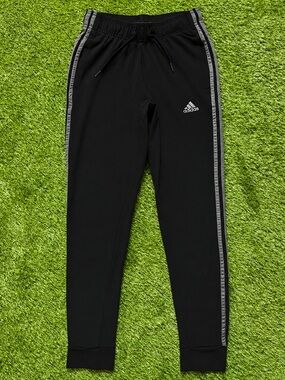Adidas Black 3-Stripes Tapered Track Pants XS